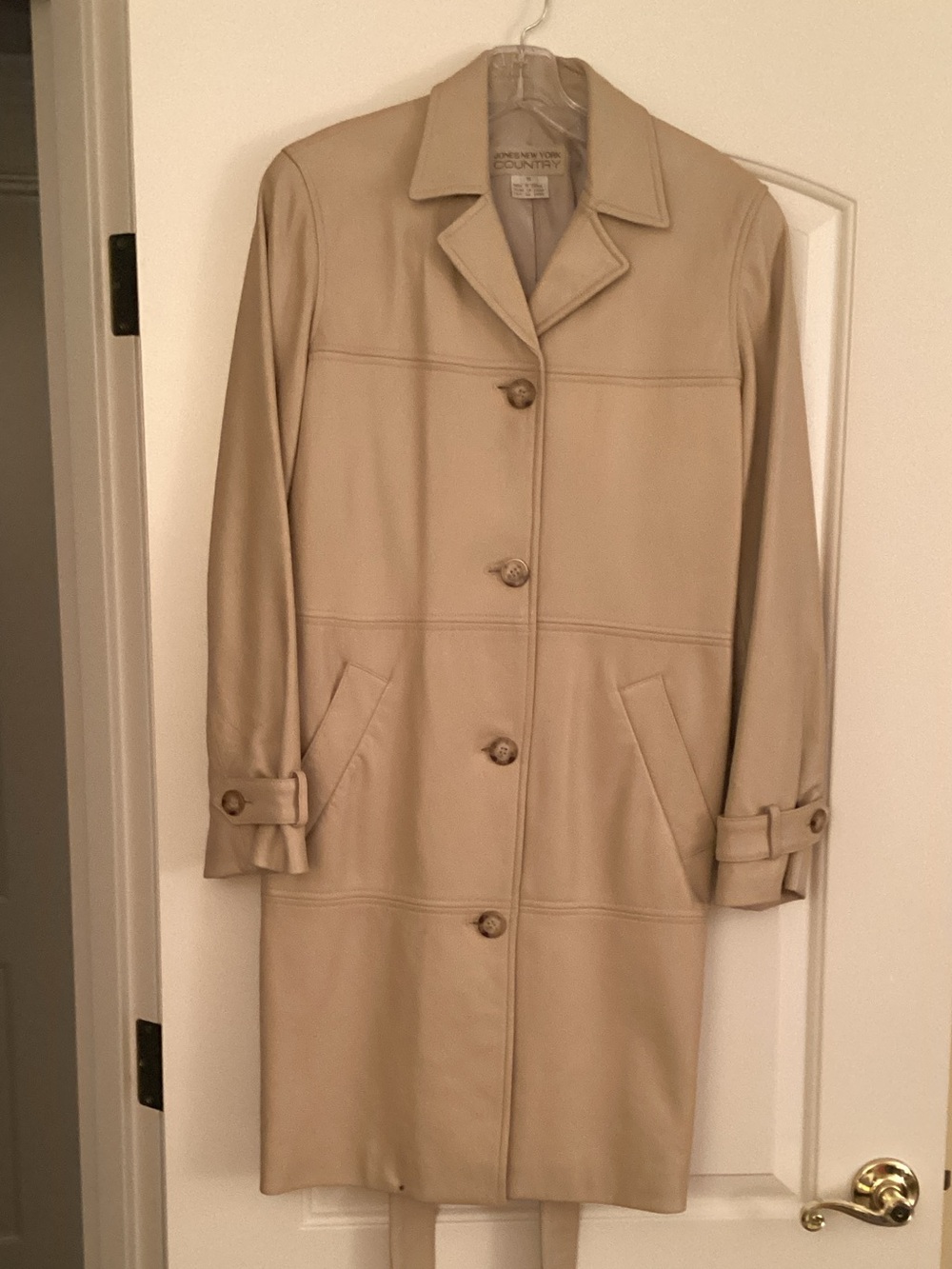 Jones New York Beige Leather Trench Coat